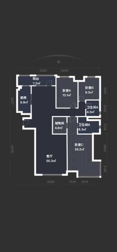 Detailed model floorplan